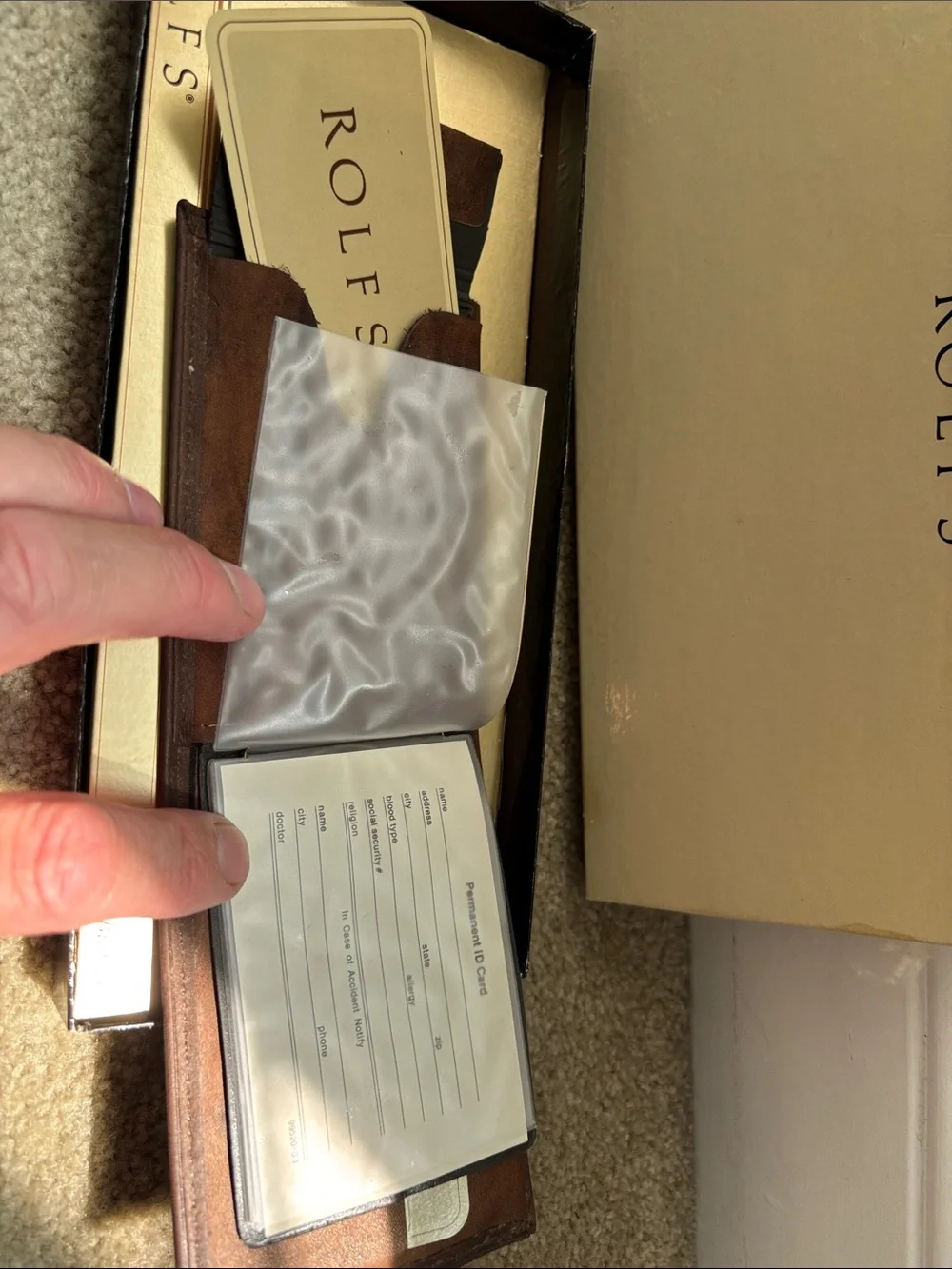 Rolfs Brown Leather Passcase Billfold Wallet